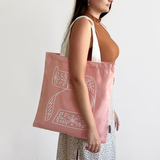 Pink Hebrew Letter 'Mem' Tote Bag