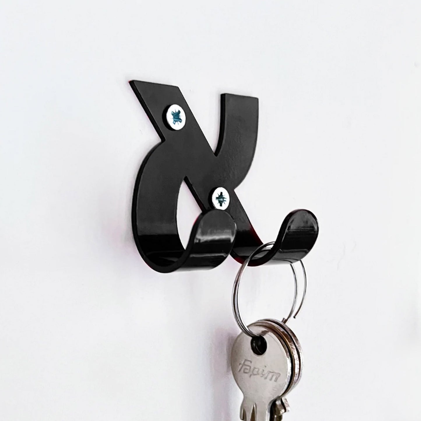 Black Alef Key Hook: Metal Double Design