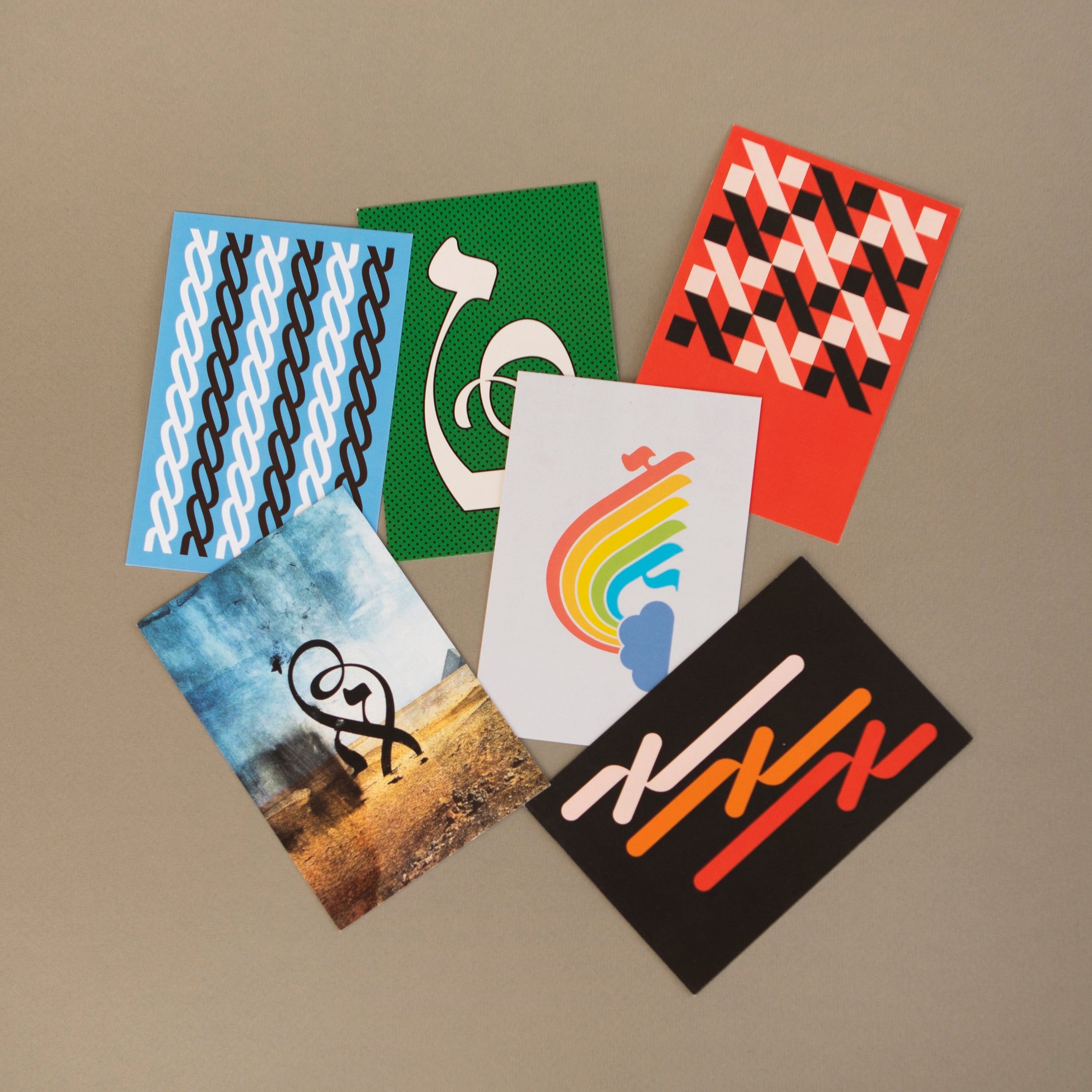 Hebrew Typography Postcards: Expressive Collection