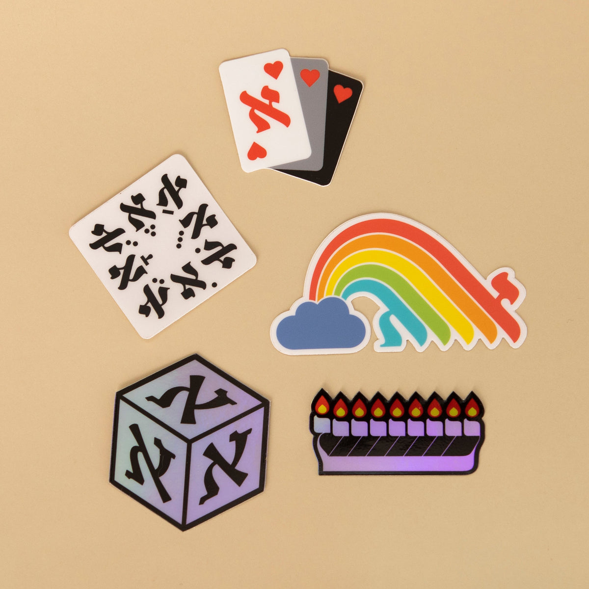 Hebrew Typography Sticker Pack – #2 – Alef Objects